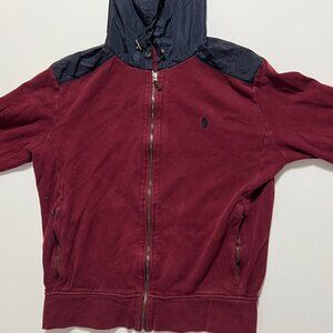 Polo Ralph Lauren Hoodie Full Zip Nylon Hoodie Maroon Men's size Medium